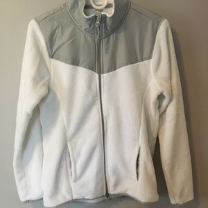 Fuzzy full-zip athletic sweatshirt